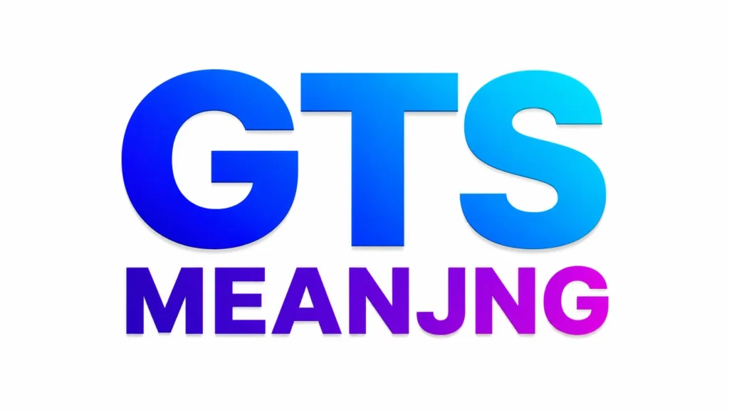 Minimalist digital banner with the words “GTS MEANJNG” centered on a clean white background. The text is displayed in large, bold, modern sans-serif typography with a blue-to-cyan gradient for “GTS” and a purple-to-magenta gradient for “MEANJNG,” creating a sleek and professional look