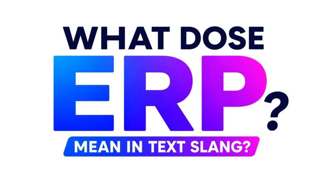 Minimalist website banner featuring the centered text “What Dose ERP Mean?” with the subtitle “ERP Made Simple” in a clean, modern typography style on a white background.